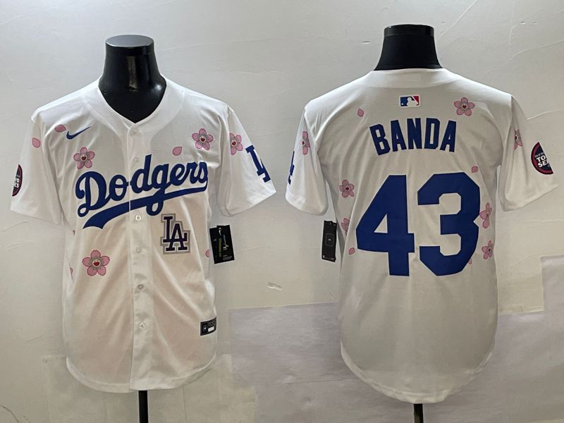 Men Los Angeles Dodgers 43 Banda White Sakura Edition 2025 Nike MLB Jersey style 9